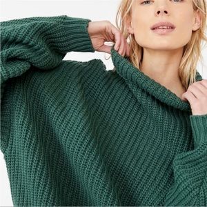 Free People Swim Too Deep Oversized Slouchy Funnel Neck Green Size XS